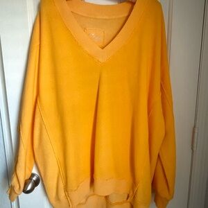 Aerie V-Neck Very Oversized Yellow Sweatshirt